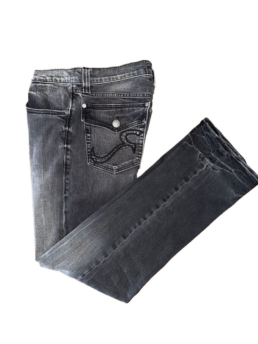 Rock & Republic Grey Wash Straight Leg Button Fly Flap Pocket Jeans Size 34X34